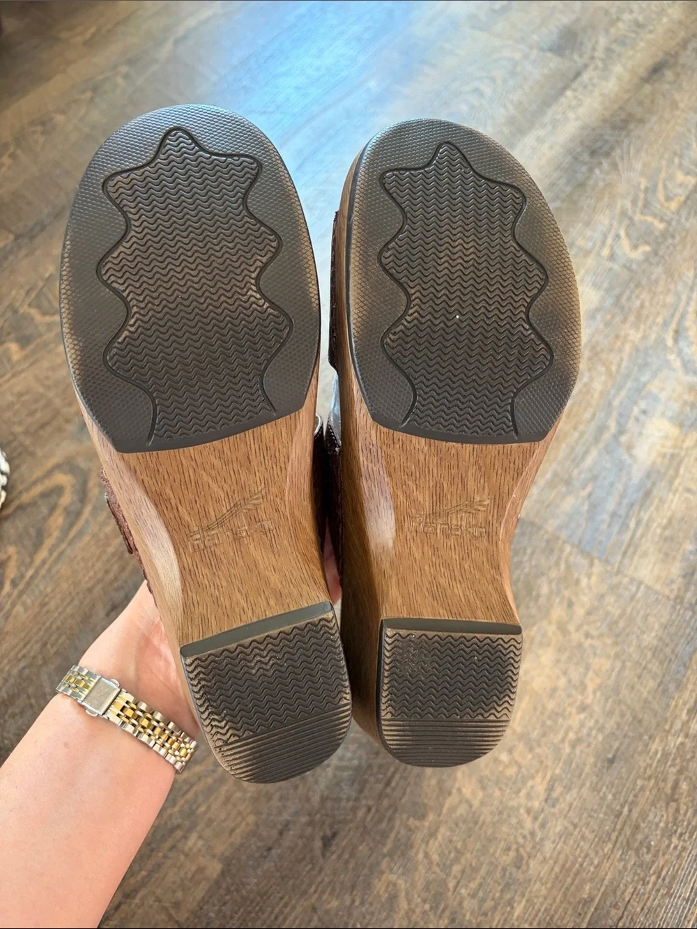 Dansko Sofie Slide Sandal, Double strap, Embossed Brown Size 40 (9.5-10)